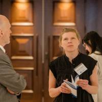 Dr. Potteiger learning about Danielle DeJonge's research